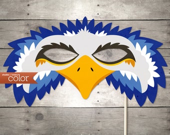 DIY Printable Blue Eagle Mask - Mardi Gras, Birthdays, Masquerade Ball, Weddings, or Halloween