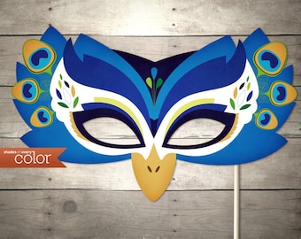 DIY Printable Peacock Mask - Birthdays, Halloween, masquerade ball, mardi gras, and weddings