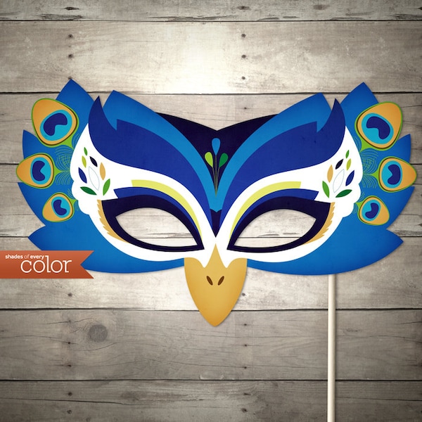 DIY Printable Peacock Mask - Birthdays, Halloween, masquerade ball, mardi gras, and weddings