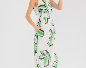 Women’s Abstract Print Sleeveless Jumpsuit
