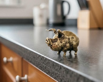 Miniatura de cerdo de cobre, figura de animal de metal
