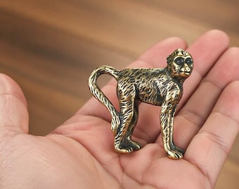 Figura decorativa de mono de latón, estatua de mono de oro antiguo, mono de latón hecho a mano