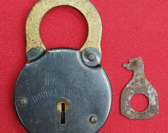Antiguo Candado Doble Bloqueo Eagle Lock Co. EE.UU Funcionando Con Llave