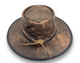 Cowboy Hut aus Büffelleder - Vintage Western Outback Hut für Herren - Handgefertigter Ranch Hut im Antik Stil