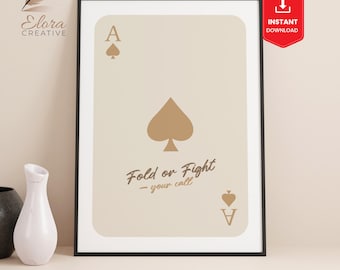 Ace of Spade Print, Playing Card Poster, Trendy Retro Art, Bar Decor, Couple Print Gift, Room Aesthetic Decor, Home & Office Wall, Quotes