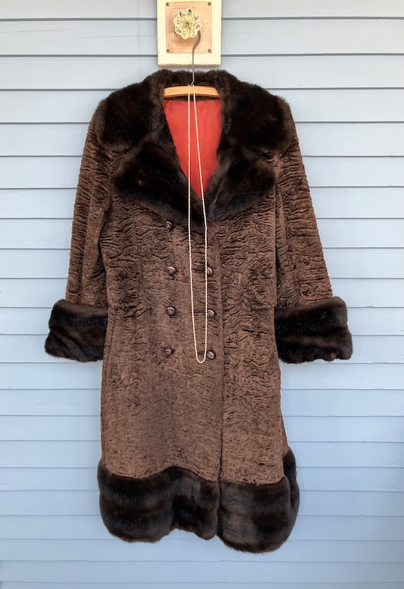 Vintage 1940s Brown Faux Fur Womans Coat 1940s Siz