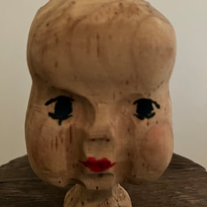 Small Vintage Hand Carved Wood Head Folk art