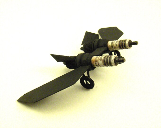 SALE Metal Sculpture Spark Plug Jet Bomber Etsy