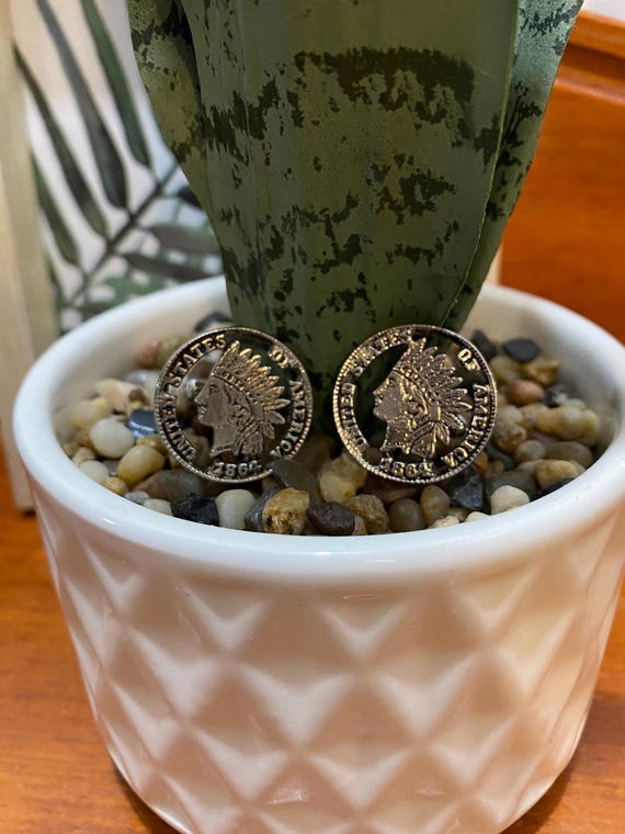 Vintage boutons de manchettes United State of America 1864. Pièces uniques. Inspiré de la pièce de monnaie une cenne. Pièces de collections
