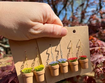 Mini Flower Pot Earrings: Plant Lover Gift, Nickel-Free Hooks