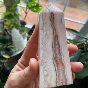 Druzy Pink Lace Agate Tower: Crystal Healing Stone
