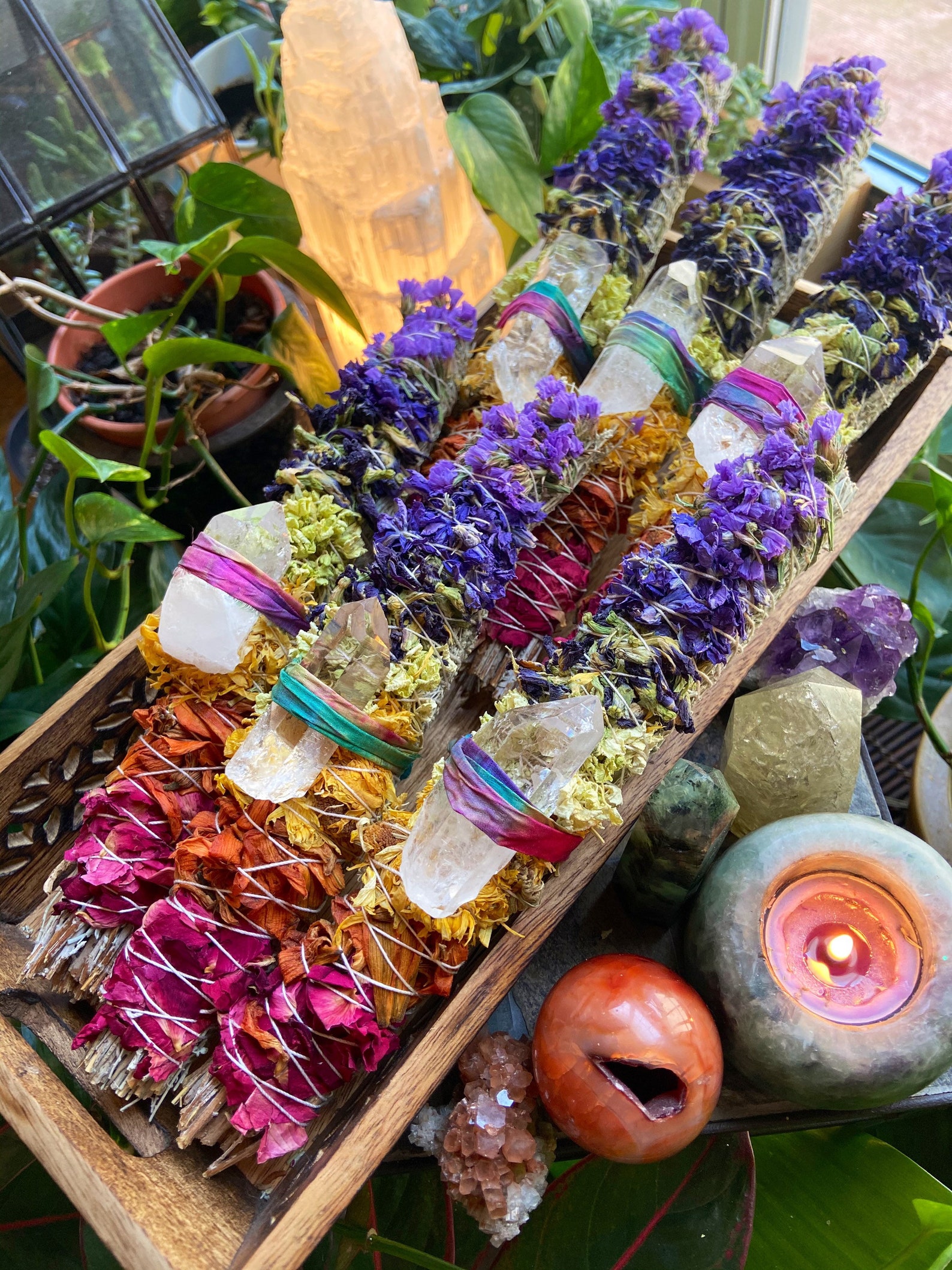 Rainbow Bundle Chakra Sage Rainbow Sage Crystal Sage Wand Etsy