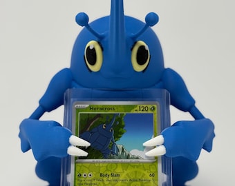 Heracross Card Display Stand Top Holder for Blue Beetle Pokemon Pokémon Toploader Collectors Plastic Sleeved Card Included