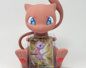 Mew Pokémon Card Display Stand Toploader Plastic Sleeved Card Included