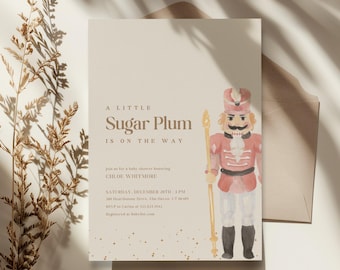 Nutcracker Ballet Baby Shower Invitation | Sugar Plum Fairy Baby Shower Template | Editable Christmas Baby Shower Invite | Digital Download