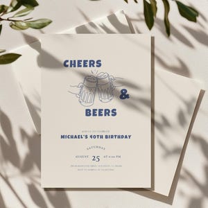Cheers & Beers Birthday Invitation | Men’s Birthday Party Invite | Printable Beer Party Invitation | Editable Template | Digital Download
