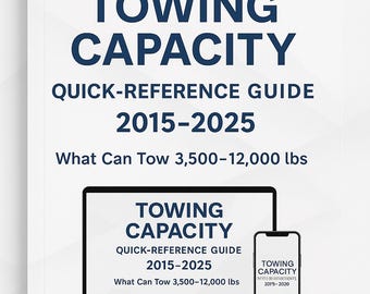 Guía de referencia rápida sobre capacidad de remolque para camionetas, SUV y furgonetas (2015-2025) - Descarga digital en PDF