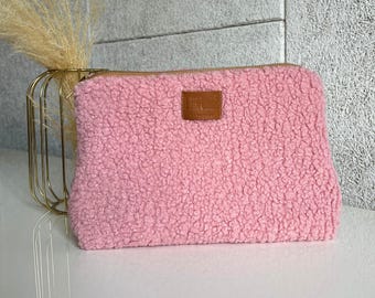 Cosmetic bag, Makeup bag, cute teddy fabric bag, Makeup Pouch, Teddy cosmetic bag, Travel Makeup Bag