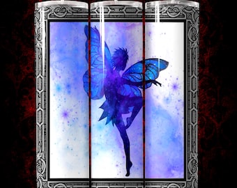20oz Tumbler Wrap PNG, Fairy Dancing Sublimation Design, Purple Blue Fae Digital Download