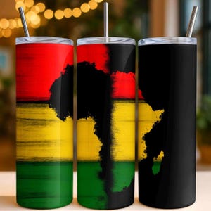Diseño de vaso térmico con mapa de África, Safari Wildlife Skinny de 20 oz, descarga digital.