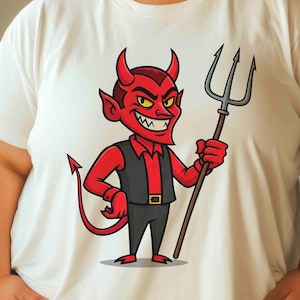 Devil PNG, Halloween Clipart Sublimation Design, Cartoon Red Demon Digital Download for T-Shirts, Stickers & Spooky Crafts