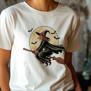 Witch on a Broom PNG for Sublimation & Tumbler Design, Classic Flying Witch Clipart Digital Download