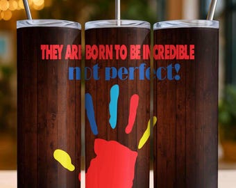 Diseño para concienciar sobre el autismo: Sublimación de vaso delgado de 20 oz PNG