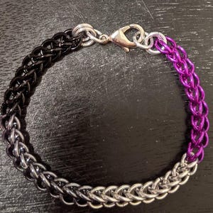 Queer Pride Flag Bracelet, Aluminum Chainmail with Steel Clasp