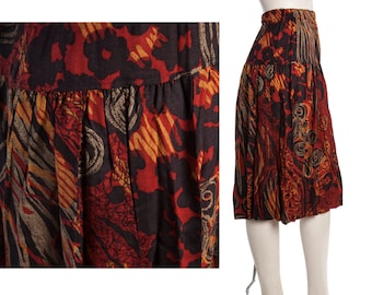Vintage novelty print tiered skirt -- size medium / large