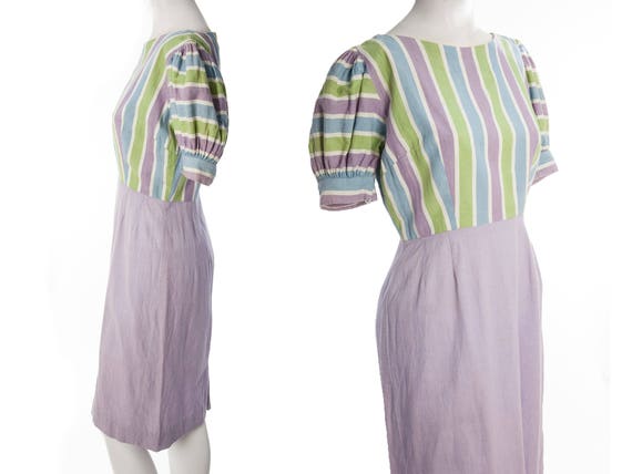 Vintage 40s 50s pastel striped dress -- princess s