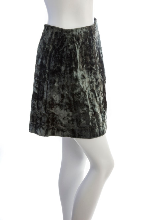 60s 70s green faux fur miniskirt -- vintage skirt… - image 2