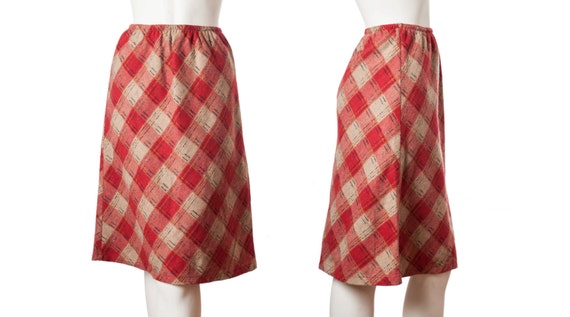 Wool Plaid A-Line Skirt