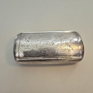 Antique Swedish Engraved Snuff Box, German Silver Hinged Jewelry Box