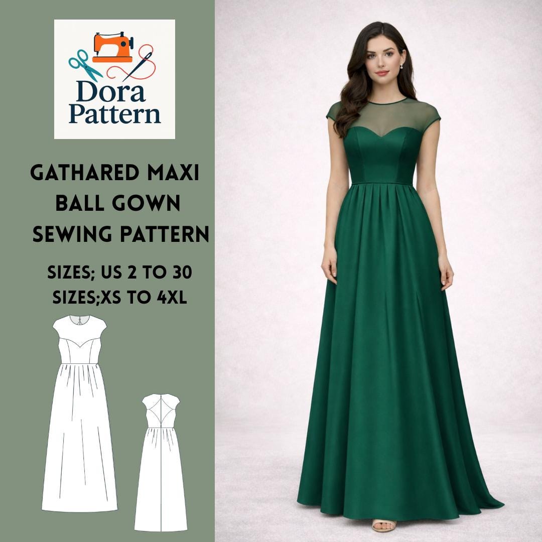 Gathared Maxi Ball Gown Sewing Pattern ,cottagecore Style XS4XL (PDF — free download