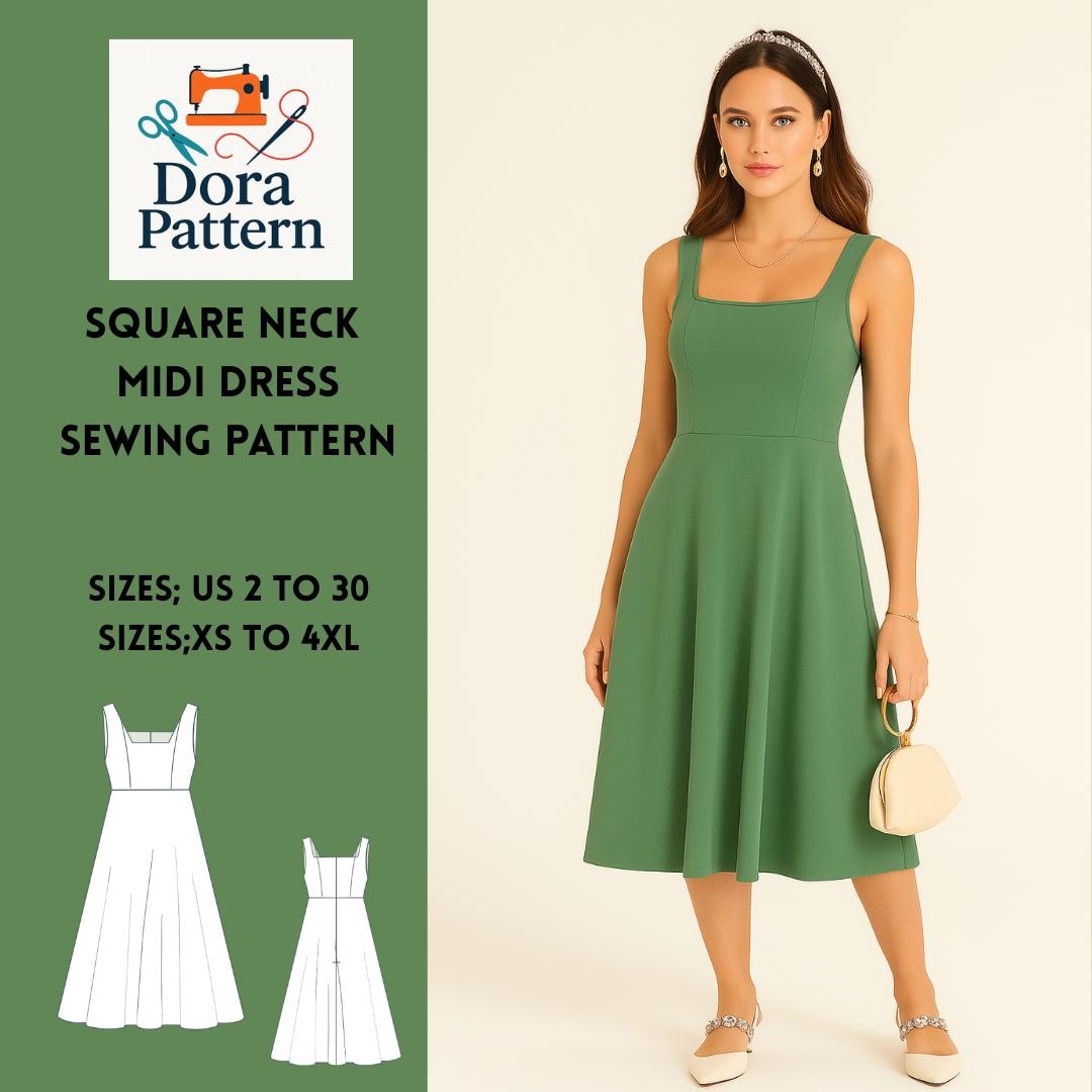 knee length dresses for ladies SQUARE DRESS (PDF) – Puff and Pencil