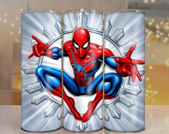Emballage de gobelet Spiderman : dessin animé 3D par sublimation (téléchargement instantané, gobelet de 20 oz PNG)