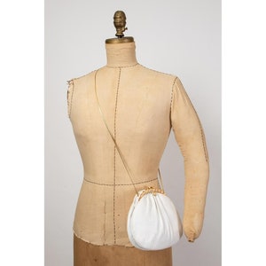 Vintage Judith Lieber white leather clutch crossbody purse / Mirror comb included
