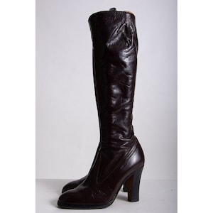 Vintage 1970s knee high leather boots / Stacked heel butter soft leather 6 image 1