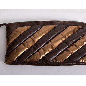 Vintage 1970s bronze puffy leather oversized clutch image 1