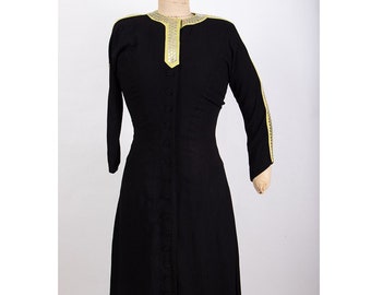 1940s studded dress / Vintage rayon crepe dress with studded sleeves / S M