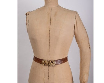 Vintage Mimi de N gold leopard belt / 1973 adjustable snakeskin belt