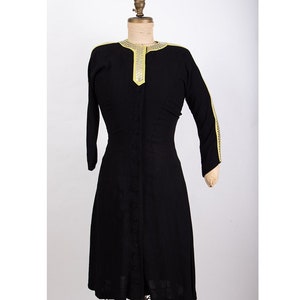 1940s studded dress / Vintage rayon crepe dress with studded sleeves / S M image 1