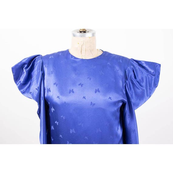 Vintage Hanae Mori silk dress / 1980s Cobalt blue… - image 7