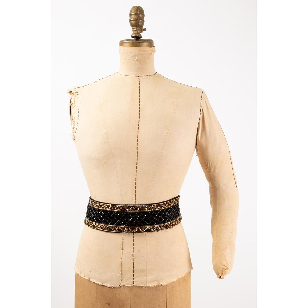 Vintage Christian Dior Ceintures Hand Beaded Belt One Size Vintage 1980s Christian Dior Ceintures Beaded Sequins Black  main image 2