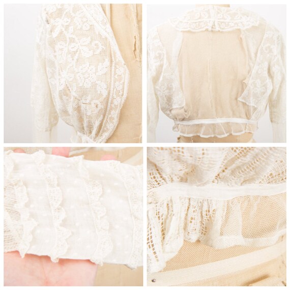 Antique blouse / Vintage Edwardian era net lace c… - image 5