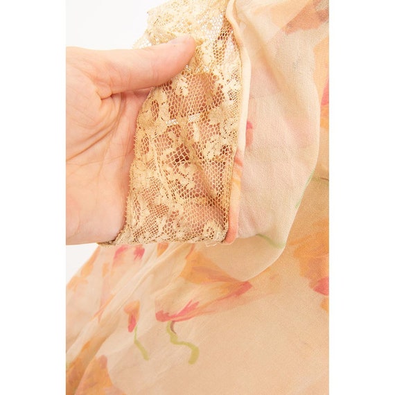 1920s dress / Vintage sheer silk chiffon poppy pr… - image 9