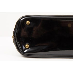 Vintage 1950s black patent leather top handle wide rectangular handbag image 6