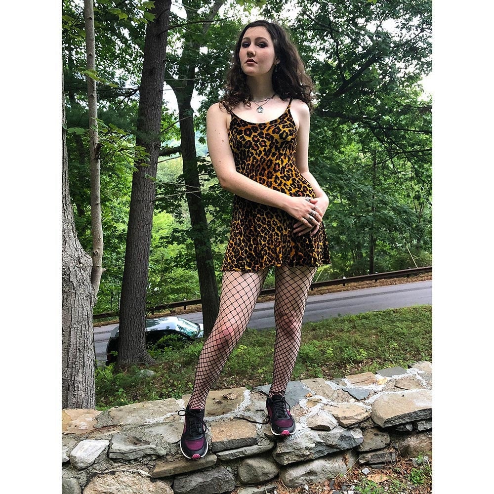 blue dress for baby girl Vintage Betsey Johnson Leopard Print Babydoll Dress
