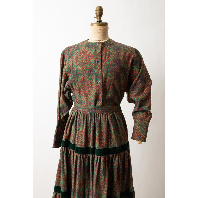 Vintage 1970s Yves Saint Laurent Rive Gauche wool challis peasant blouse and skirt set / XS image 4
