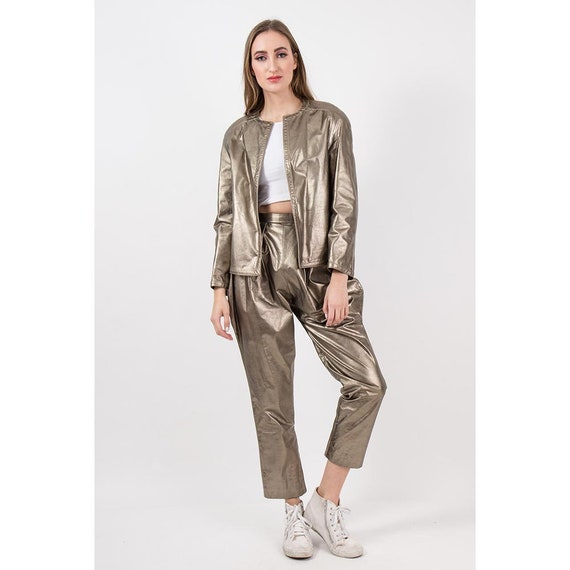 Buy Vintage Leather Suit / 1980s Gold 2 